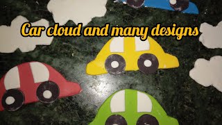 Easy Car Cake design  Fondant car Topper without cutter Cloud star ⭐ many designs [upl. by Tulley]