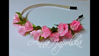 Обруч із вюнками канзаши Ободок с вьюнками своими руками Convolvulus kanzashi headband [upl. by Asseralc]