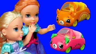 Cutie Cars  Elsa and Anna toddlers are having fun  Aurora is upset  playdate playset mini cars [upl. by Masson262]