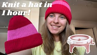 How to Knit a Striped Hat on a Knitting Machine [upl. by Eiramit]