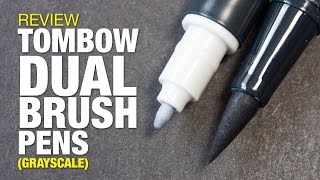 Review Tombow Dual Brush Pen Set of 6 Grays [upl. by Lainey]