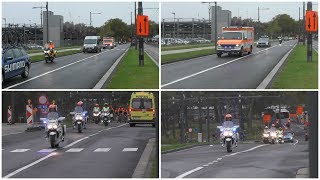 EMES Ziekenwagen  Ambulancemotor  Politiemotoren begeleiden wielerwedstrijd Jette België 154 [upl. by Laughton]