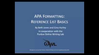 Purdue OWL APA Formatting Reference List Basics [upl. by Acnairb]