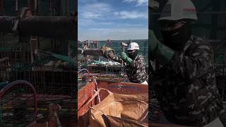 Process of launching concrete mixture delivery pipe [upl. by Ahsauqal]