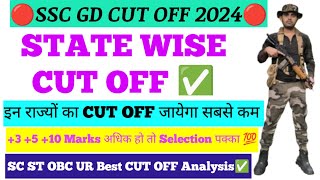 🔴SSC GD CUT OFF 2024💥LOW CUT OFF WALE STATE💯ST SC OBC UR sscgdcutoff2024 cutoffsscgdlowcutoff [upl. by Brandie]