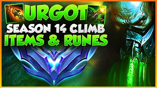 Climbing Through High Diamond with Urgot  Seven different matchups  Runes and Items Guide S14 2 [upl. by Platus814]