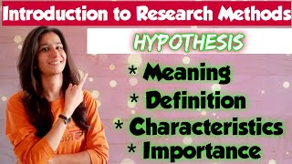 Hypothesis  Introduction to Research Methods  MEd  UGC NET Education  Inculcate Learning [upl. by Kyla]