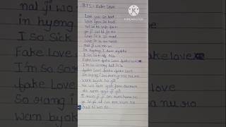 BTS 🎧🙏👍💜 Fake love lyrics paper lyrics songskorean songsshorts shorts feedbts [upl. by Nevanod]