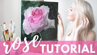 PAINTING TUTORIAL Acrylic Rose Techniques  Katie Jobling Art [upl. by Aundrea]