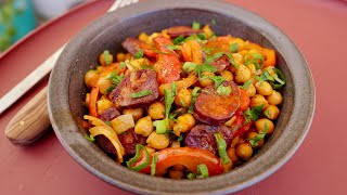 Recette pas chère et complète de pois chiches au chorizo et un ingrédient inattendu [upl. by Naujej]