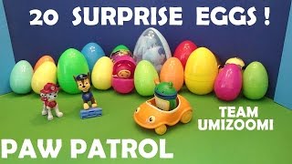 TEAM UMIZOOMI 20 SURPRISE EGGS Toys with Paw Patrol Chase Marshall Milli Bot Umicar [upl. by Chemosh904]