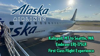 Alaska Airlines Embraer ERJ175 Kalispell MT to Seattle First Class Flight Experience [upl. by Nirrak]