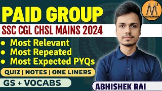 PAID GROUP FOR SSC CGL CHSL MAINS 2024  GS  VOCABS  MATHS MANIA [upl. by Harris24]