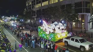 Order of Polka Dots Mardi Gras parade rolls through downtown Mobile [upl. by Anaibib]