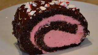 Chocolate Peppermint Cake Roll Recipe [upl. by Joline192]