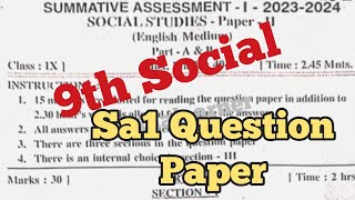 9th SA1 SOCIAL Question Paper  Social SA1 Question Paper  SA1 20232024 SOCIAL Question Paper [upl. by Yerfej248]