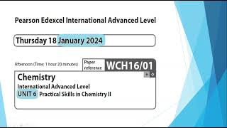 Unit 6 January 2024  A2 Chemistry Edexcel  Dr Hanaa Assil [upl. by Nelleh]