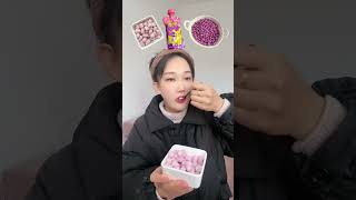 Purple food challenge purple food brushed mochi purple series eat pure handmade strawberry cake [upl. by Acquah306]