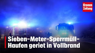 SiebenMeterSperrmüllHaufen geriet in Vollbrand  kronetv NEWS [upl. by Lai]