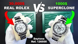 Real vs FAKE Rolex  1000 Super Clone Rolex Daytona 126500 Panda  How to spot a FAKE Rolex Watch [upl. by Ebner]