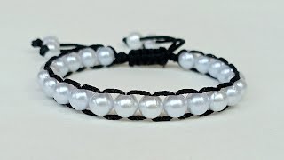 Diy macrame bracelet  How to make beaded macrame bracelet  Macrame bracelet tutorial [upl. by Debee]