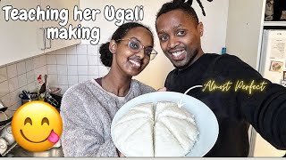 Teaching my ItalianEritrean girl how to cook Ugali 🇪🇷🇰🇪🇮🇹 [upl. by Drawe779]