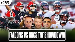 FALCONS vs BUCCANEERS TNF MAYFIELD LONDON in MUSTWATCH Showdown  Fantasy Football Live [upl. by Xerxes]