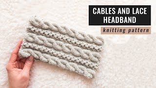 How to knit a headband with cables and lace  Knitting tutorial [upl. by Runck]