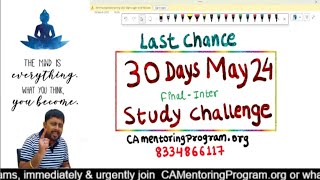 📢Launching 30 Days Ultimate Study Challenge for May 24 CA Final amp Inter Students [upl. by Ipoillak258]