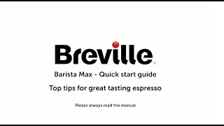 Breville Barista Max VCF126 Quick Start Guide [upl. by Eddina]