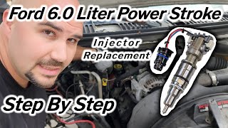 Powerstroke 60 liter Fuel Injector replacement  StepbyStep guide diesel powerstroke injector [upl. by Notsruht543]