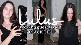 🖤 Lulus Black Tie Wedding Guest Dresses Try On 🖤 [upl. by Eillom]