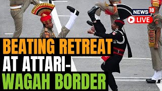 Beating Retreat Ceremony At Attari Border On Eve Of Independence Day  Attari Wagah Border Live News [upl. by Nrojb]