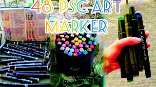 MARKER PEN UNBOXING VIDEO 48 psc markers pen set  colour marker for drawing art dual markerpen 🎨 [upl. by Horgan]