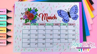 DIY  MARCH CALENDAR  Bullet journal decoration organization ideas [upl. by Notyal]