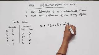 Half subtractor using 4×1 multiplexer  implement half subtractor using 41 MUX [upl. by Livvy862]