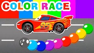 Lightning McQueen and Spiderman Cars Cartoon COLOR for Kids Race with Learn Colors for Children [upl. by Liza]