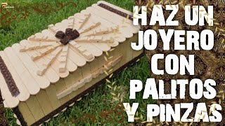 DIY MANUALIDADES como hacer un JOYERO de madera para regalar con PALITOS facil paso a paso [upl. by Nyloj]