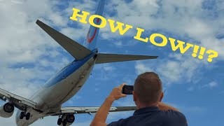 Low level plane spotting Skiathos Airport [upl. by Jabon]