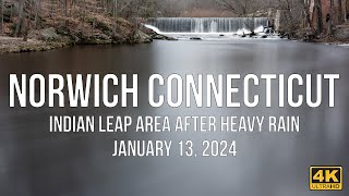 Yantic River at Indian Leap After Heavy Rain in Norwich Connecticut [upl. by Materse670]