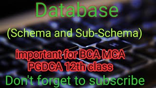 schema and subschema in database  RBSE and CBSE important BCA MCA COPA OLEVEL PGDCA [upl. by Ramsay]