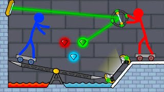 Watergirl and Fireboy Stickman Animationİce light temple Diamond Parkour [upl. by Oirevlis]