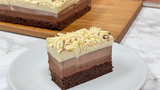 Triple Chocolate Mousse Cake Recipe No Gelatine [upl. by Newby]