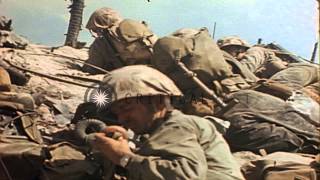 Marines establish beachhead on RoiNamur Marshall Islands during Pacific CampaigHD Stock Footage [upl. by Katusha]