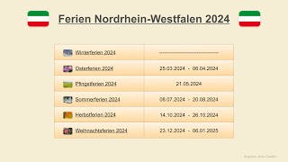 Ferien Nordrhein Westfalen 2024 [upl. by Gnohc]