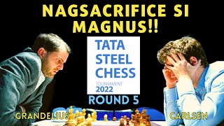 EXCITING GINAYA NI MAGNUS SI DUBOV Tata Steel Chess Masters 2022 Grandelius vs Carlsen Rd 5 [upl. by Alyehc675]