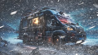 Cozy Van Life Winter Camping in Snow Storm Blizzard Extreme Weather Freezing Temperatures vanlife [upl. by Sregor]