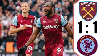 West Ham vs Aston Villa 11 Michail Antonio Goal amp Nicolo Zaniolo goal Soucek Disallowed goal [upl. by Gerik]