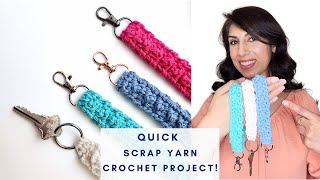 Got a handful of yarn Crochet This  Beginner Crochet Wristlet  Crochet Keychain Step By Step [upl. by Idrahs224]