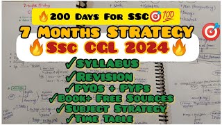 Complete 7 Months STRATEGY for SSC CGL 2024🔥💯🎯 100 Effective Timetable📚 ssccgl ssc asopreeti [upl. by Yssis]